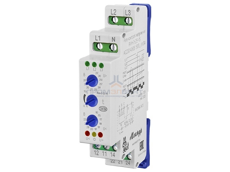 Трехфазное реле контроля напряжения РКН-3-25-15 АС230В/AC400В УХЛ4 без контроля чередования фаз