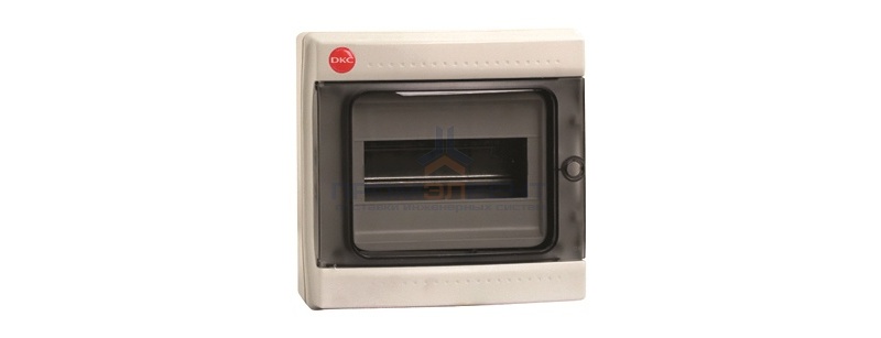 Щиток настенный DKC на 8 модулей IP65 серый с прозрачной дверцей